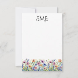 Wildflower Monogram briefpapier Bedankkaart