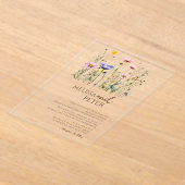 Wildflower Monogram bruiloft Acryl Uitnodigingen (Laagn)