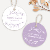 Wildflower Monogram Bruiloft Label in Lila