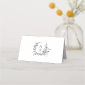 Wildflower Monogram Bruiloft Maaltijd Optie Plaats Plaatskaartje (Achterkant)