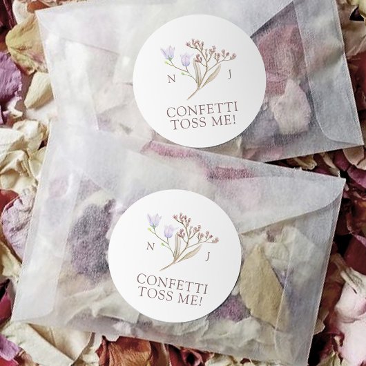 Wildflower monogram confetti gooit me de herfst br ronde sticker