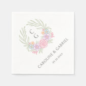 Wildflower Monogram Crest Wedding Servet (Voorkant)