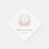 Wildflower Monogram Crest Wedding Servet (Hoek)