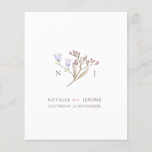 Wildflower monogram eenvoudige herfst bruiloft gas (Voorkant)