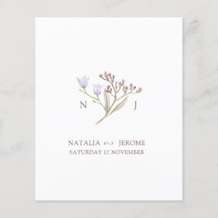 Wildflower monogram eenvoudige herfst bruiloft gas
