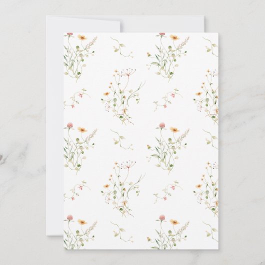 Wildflower Monogram Krans Bruidsmeisjes Luncheon Kaart (Achterkant)