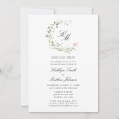 Wildflower Monogram krans Modern een dag weg Kaart (Voorkant)