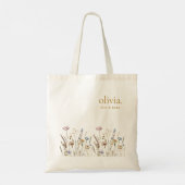 Wildflower Monogram Naam Elegant Bloemen Tote Bag (Achterkant)
