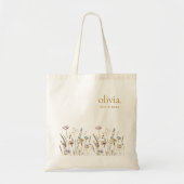 Wildflower Monogram Naam Elegant Bloemen Tote Bag (Voorkant)