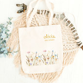 Wildflower Monogram Naam Elegant Bloemen Tote Bag