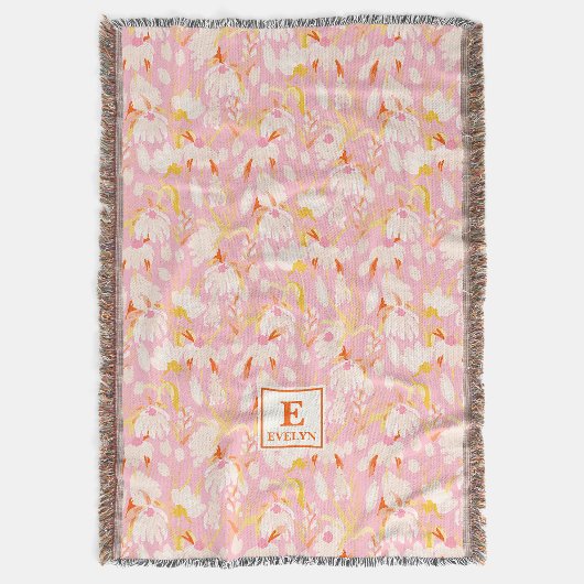 Wildflower Monogram Name Throw Blanket Deken