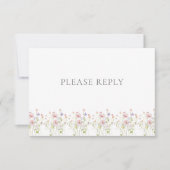  Wildflower Monogram QR Code Tuin Bruiloft RSVP Kaartje (Voorkant)