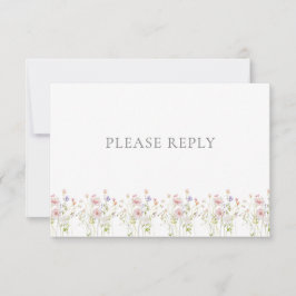  Wildflower Monogram QR Code Tuin Bruiloft RSVP Kaartje