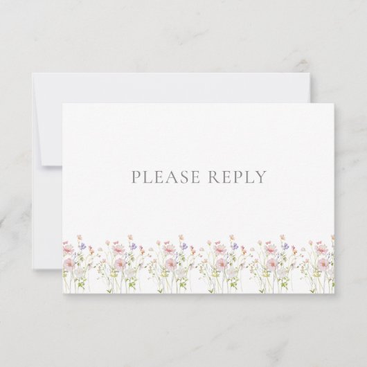  Wildflower Monogram QR Code Tuin Bruiloft RSVP Kaartje (Voorkant)