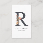 Wildflower Monogram R Visitekaartje (Voorkant)