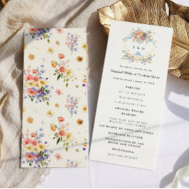 Wildflower Monogram | Sierlijk Boho Huwelijksprogr Programmakaart