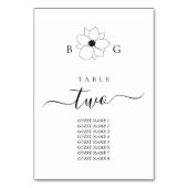 Wildflower Monogram Trouwtafel nummer Kaart (Voorkant)