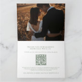 Wildflower monogram wedding photo QR Code Bedankkaart (Binnen)