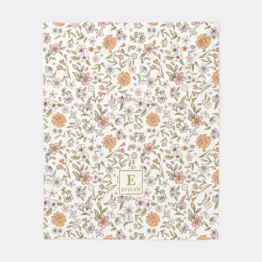 Wildflower Monogrammed Blanket Fleece Deken (Voorkant)