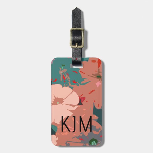 Wildflower Monogrammen Bloemen Aangepaste Naam Gif Bagagelabel (Voorkant verticaal)