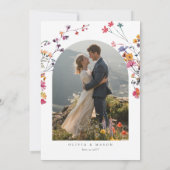 Wildflower Mountain Arch Photo Elegant Wedding Bedankkaart (Achterkant)