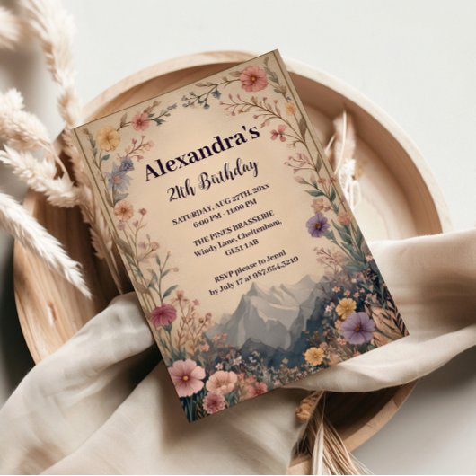 Wildflower Mountain Birthday Kaart