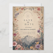Wildflower Mountain Botanische Bruiloft Save The Date (Voorkant)