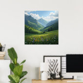 Wildflower Mountain Escape - Levendige Natuur Wall Poster (Thuiskantoor)