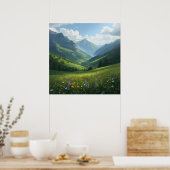 Wildflower Mountain Escape - Levendige Natuur Wall Poster (Keuken)