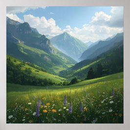 Wildflower Mountain Escape - Levendige Natuur Wall Poster