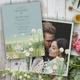 Wildflower Mountain Landschap Wedding Custom Foto Kaart