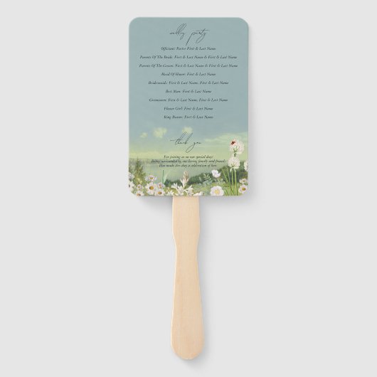 Wildflower Mountain Landschap Wedding Programma Handwaaier (Achterkant)