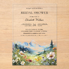 Wildflower Mountain Meadow Bridal Shower Acryl Uitnodigingen
