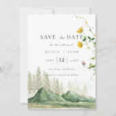Wildflower Mountain Photo Flat Save The Date Kaart (Voorkant)