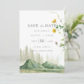 Wildflower Mountain Photo Flat Save The Date Kaart (Staand voorkant)