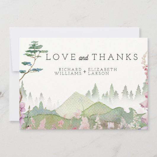 Wildflower Mountain Waterverf bruiloft Bedankkaart (Voorkant)