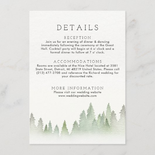 Wildflower Mountain Waterverf bruiloft Informatiekaartje (Voorkant)