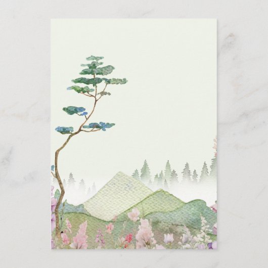 Wildflower Mountain Waterverf bruiloft Informatiekaartje (Achterkant)