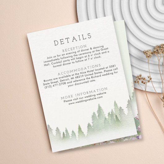 Wildflower Mountain Waterverf bruiloft Informatiekaartje