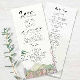 Wildflower Mountain Waterverf bruiloft Programmakaart
