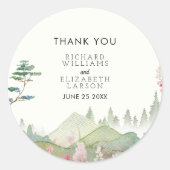 Wildflower Mountain Waterverf bruiloft Ronde Sticker (Voorkant)