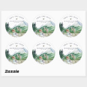 Wildflower Mountain | Weddenschap Save the Date Ronde Sticker (Vel)