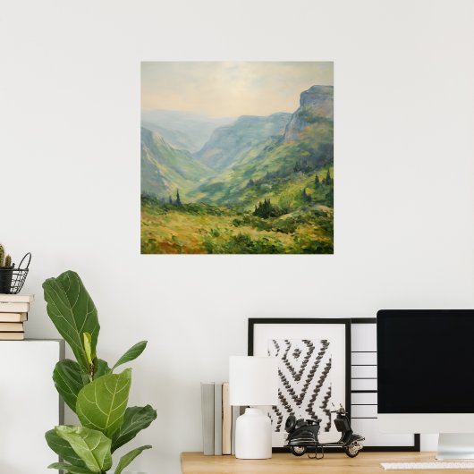 Wildflower Mountains Landschap-Impressionisme Kuns Poster (Thuiskantoor)