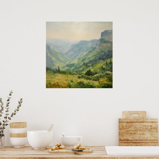 Wildflower Mountains Landschap-Impressionisme Kuns Poster (Keuken)