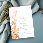 Wildflower Mushroom Autumn Botanical Verloving Kaart