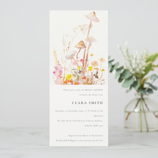 Wildflower Mushroom Autumn Botanical Vrijgezellenf Kaart (Staand voorkant)