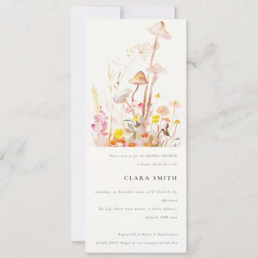 Wildflower Mushroom Autumn Botanical Vrijgezellenf Kaart (Voorkant)