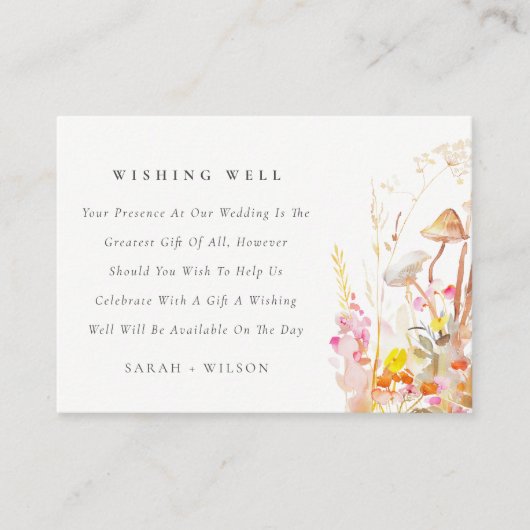 Wildflower Mushroom Fall Bruiloft Wishing Well Informatiekaartje (Voorkant)