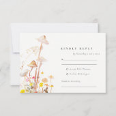 Wildflower Mushroom Herfst Leafy Wedding Receptie RSVP Kaartje (Voorkant)