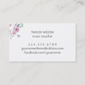 Wildflower Muziek Piano Visitekaartje (Achterkant)